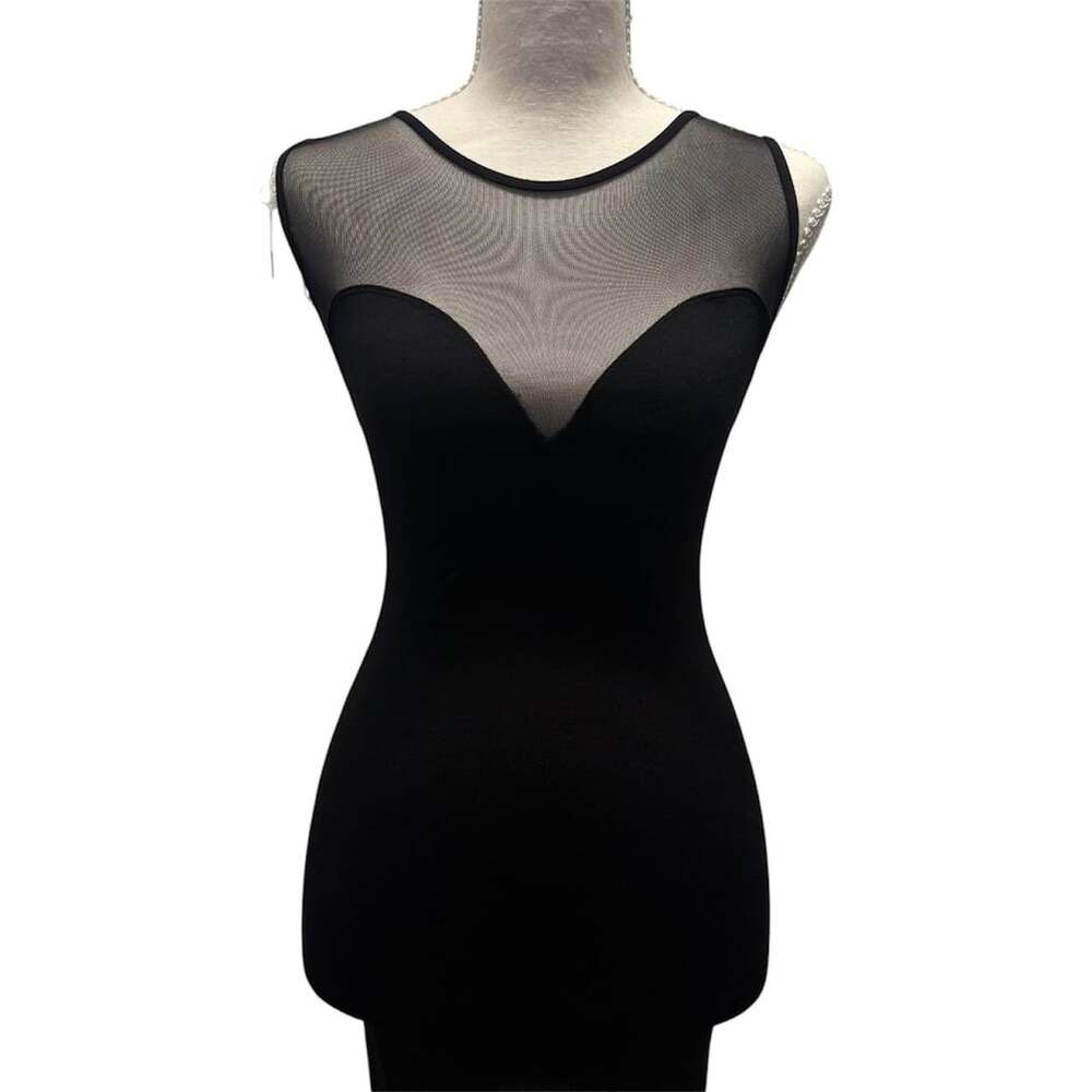 bebe Sweetheart Mesh bodycon Dress Size P/S Black Sleeveless